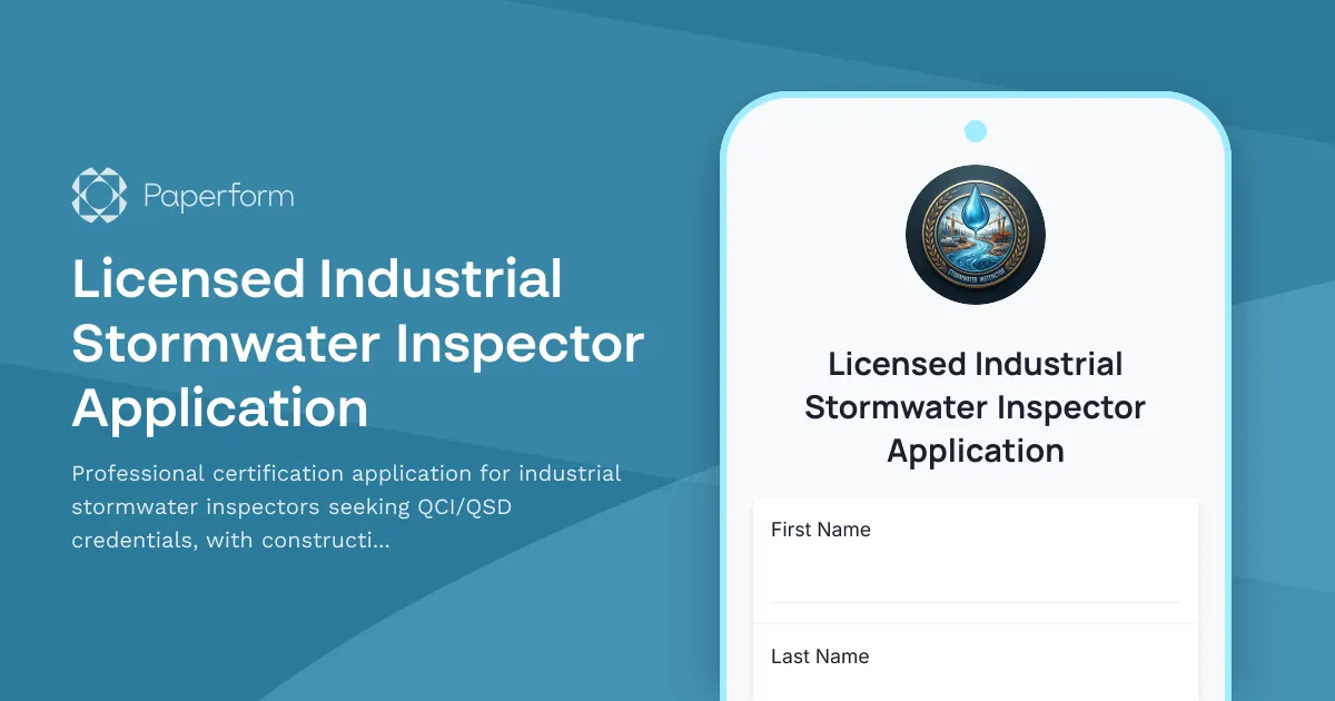 Licensed Industrial Stormwater Inspector Application
