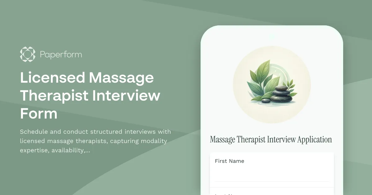 Licensed Massage Therapist Interview Form