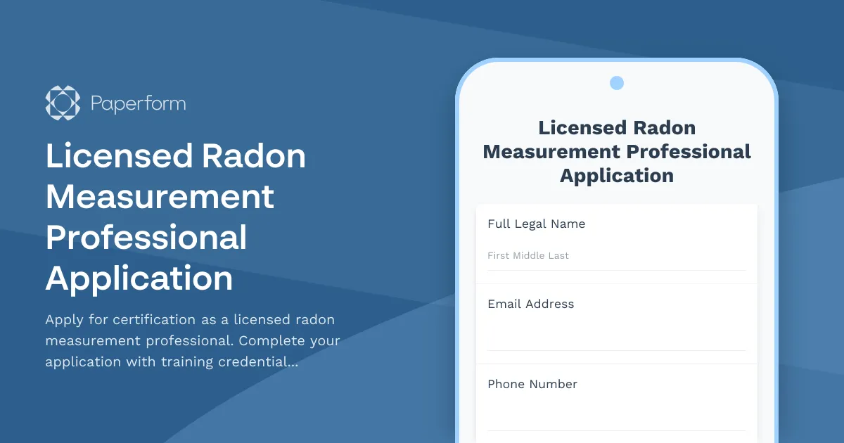 Licensed Radon Measurement Professional Application