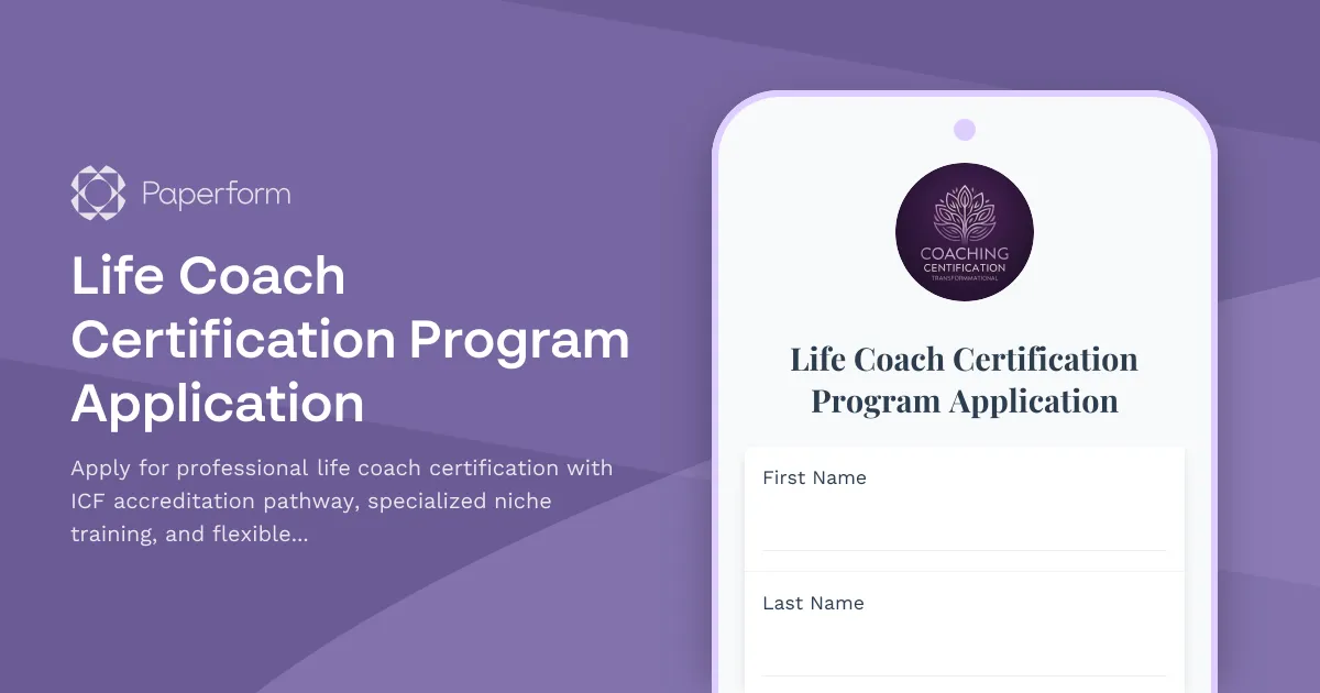 Life Coach Certification Program Application