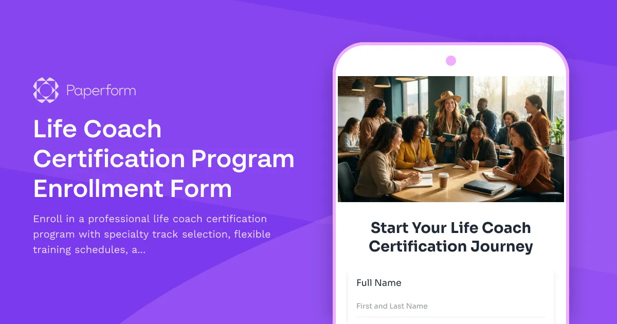 Life Coach Certification Program Enrollment Form