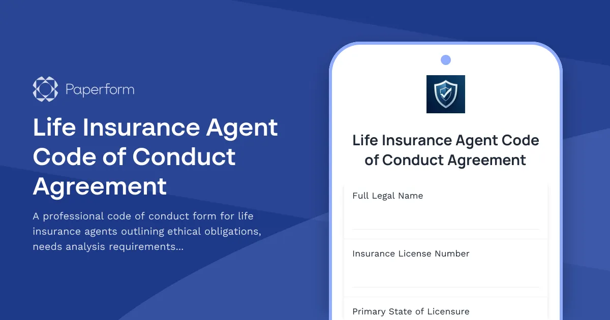 Life Insurance Agent Code of Conduct Agreement
