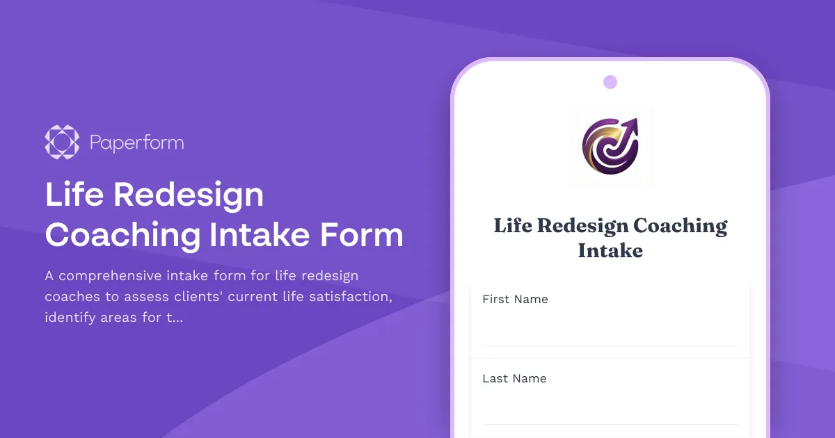 Life Redesign Coaching Intake Form
