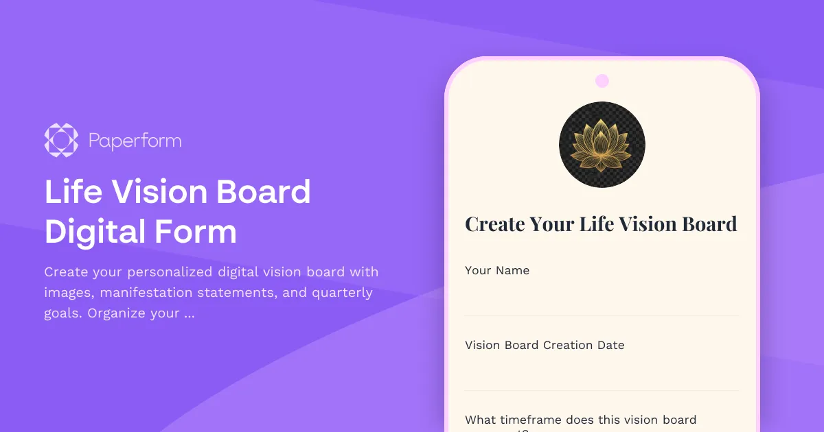 Life Vision Board Digital Form