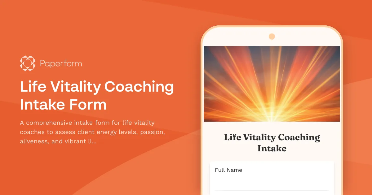 Life Vitality Coaching Intake Form