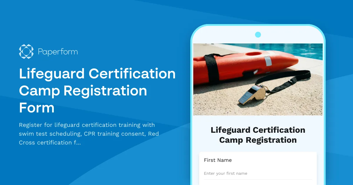 Lifeguard Certification Camp Registration Form