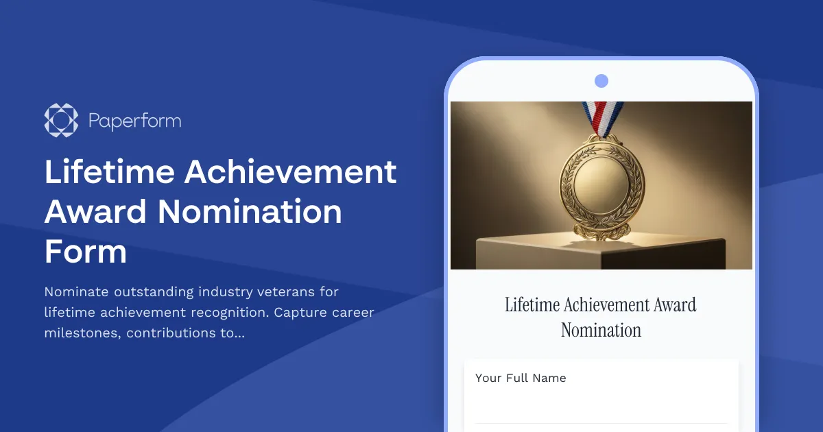 Lifetime Achievement Award Nomination Form
