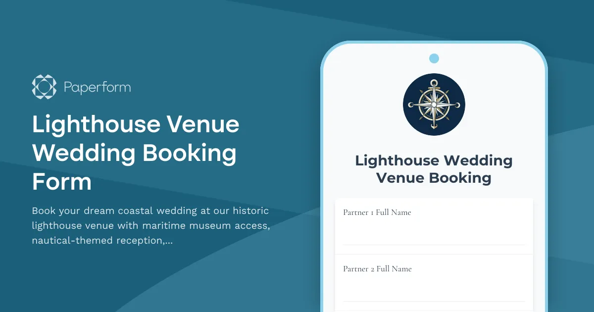 Lighthouse Venue Wedding Booking Form