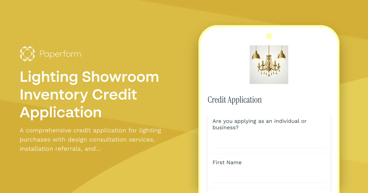 Lighting Showroom Inventory Credit Application