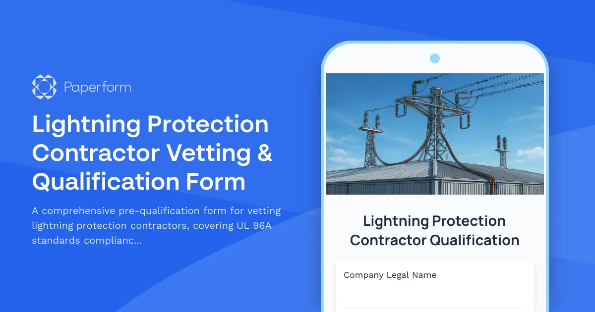 Lightning Protection Contractor Vetting & Qualification Form