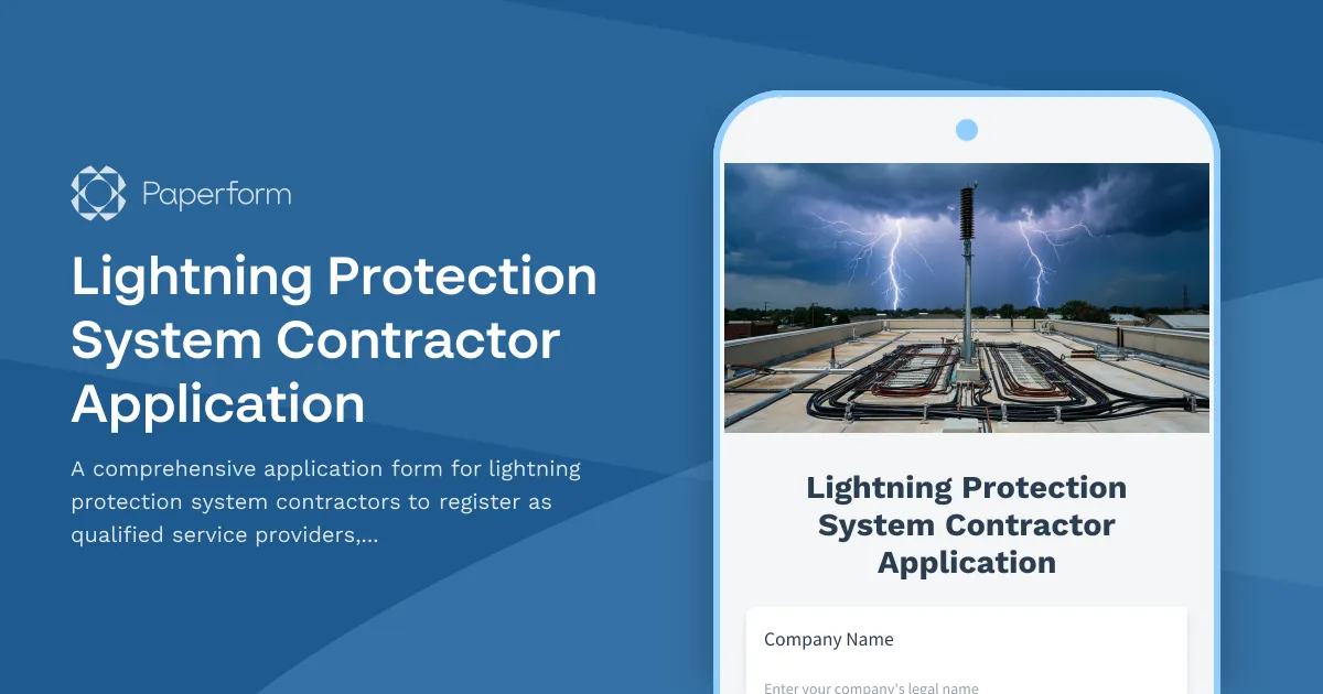 Lightning Protection System Contractor Application