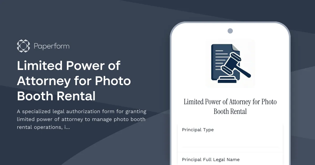 Limited Power of Attorney for Photo Booth Rental