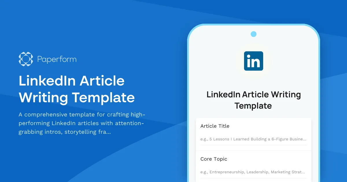 LinkedIn Article Writing Template
