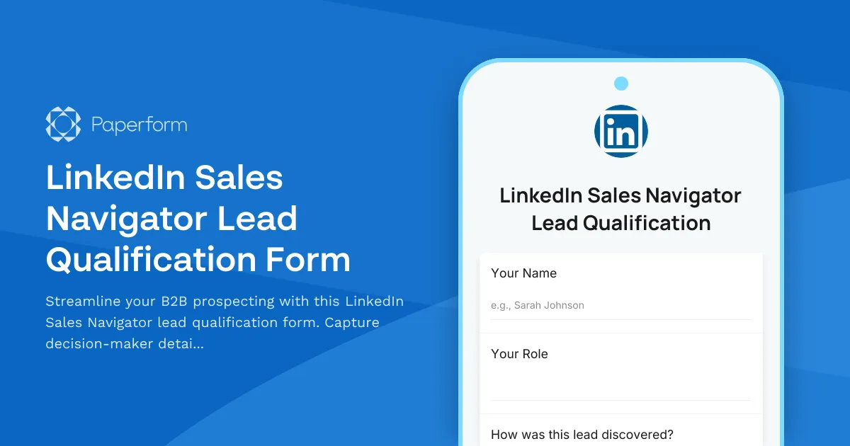 LinkedIn Sales Navigator Lead Qualification Form