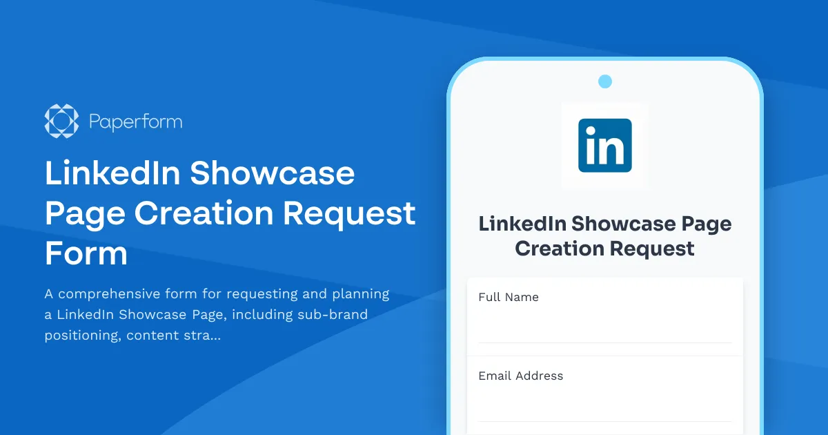 LinkedIn Showcase Page Creation Request Form
