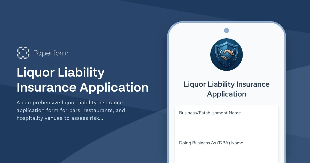 Liquor Liability Insurance Application