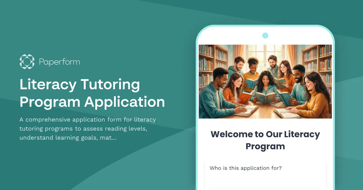 Literacy Tutoring Program Application