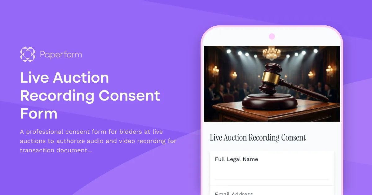Live Auction Recording Consent Form