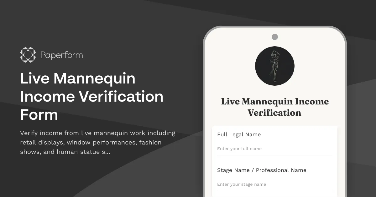 Live Mannequin Income Verification Form