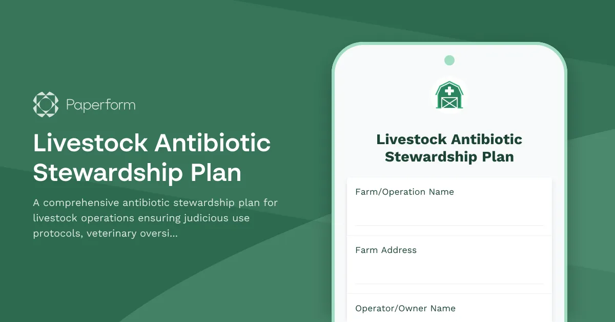 Livestock Antibiotic Stewardship Plan