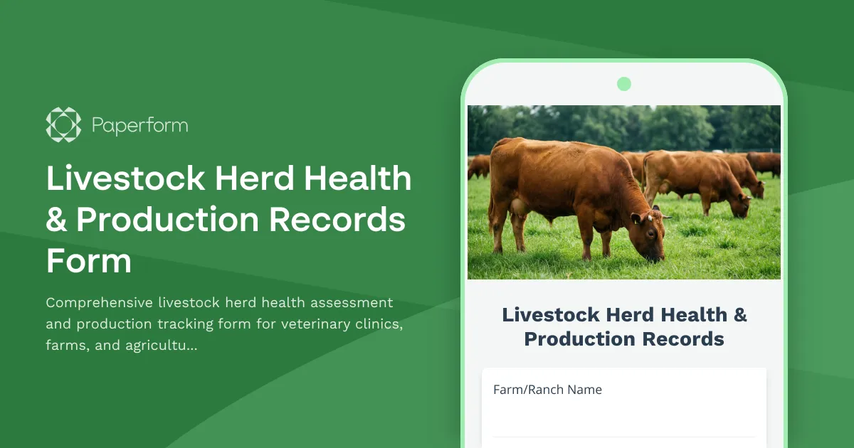 Livestock Herd Health & Production Records Form
