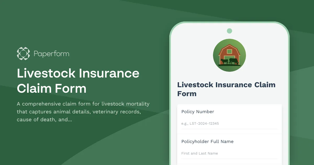 Livestock Insurance Claim Form