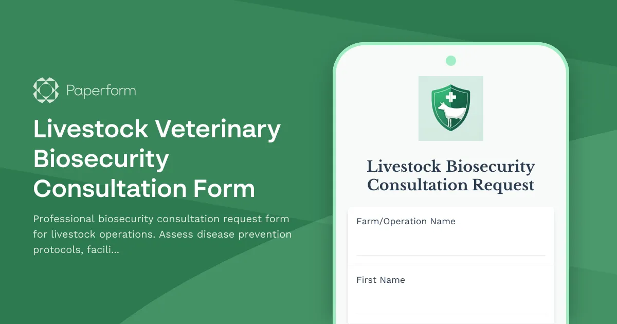 Livestock Veterinary Biosecurity Consultation Form