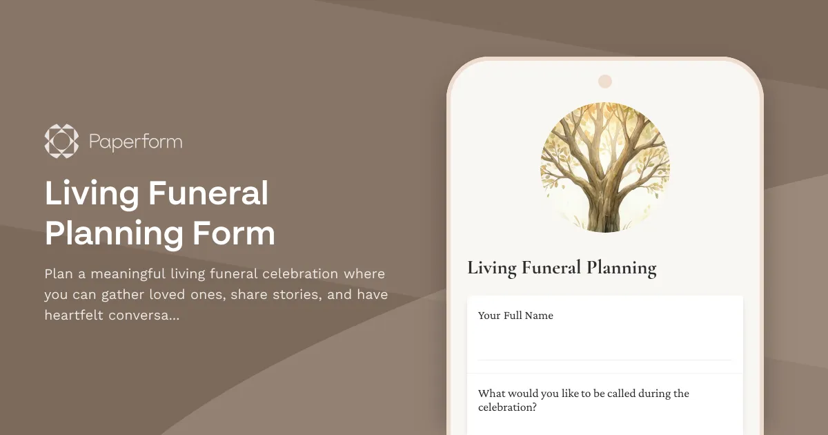 Living Funeral Planning Form