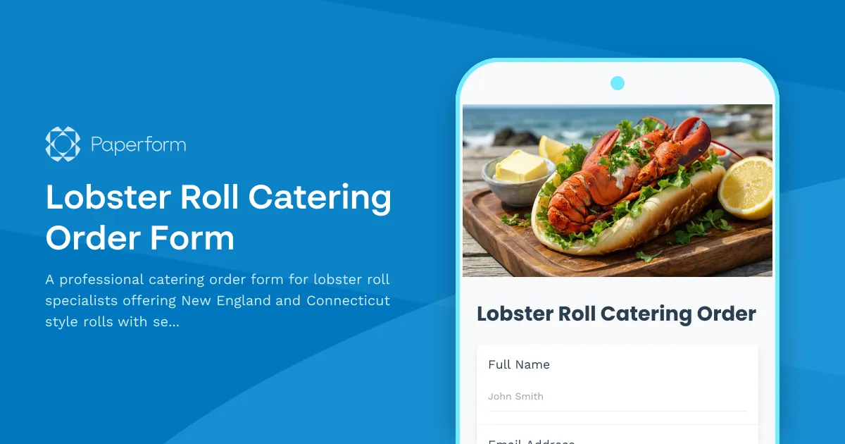Lobster Roll Catering Order Form
