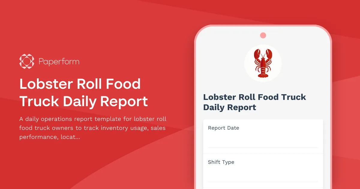 Lobster Roll Food Truck Daily Report