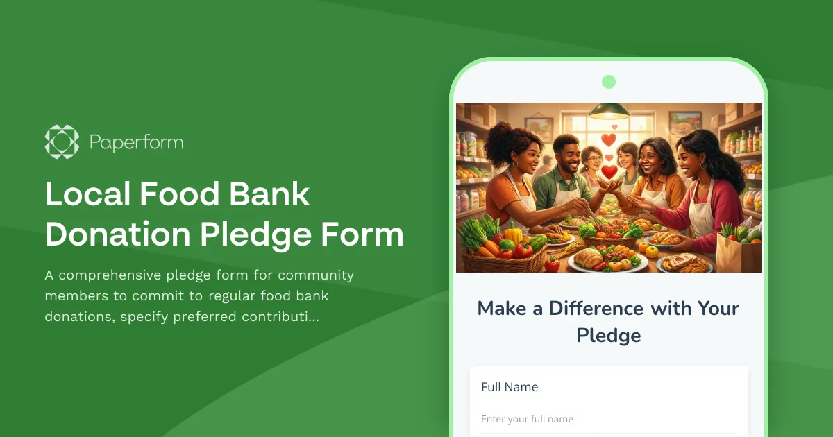 Local Food Bank Donation Pledge Form