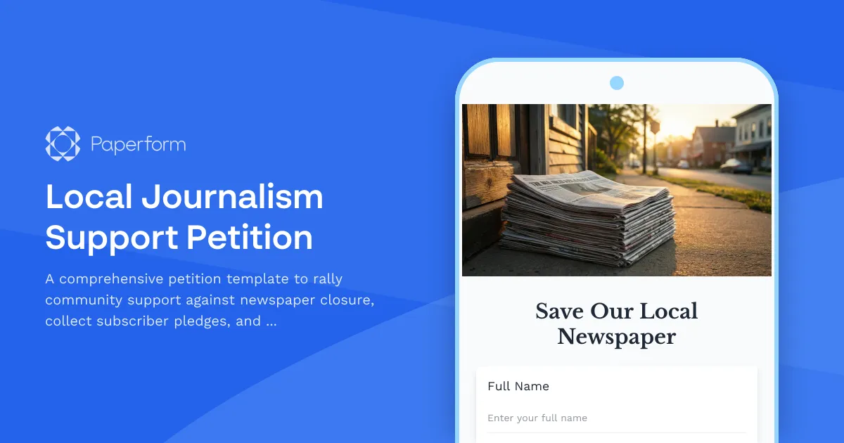 Local Journalism Support Petition