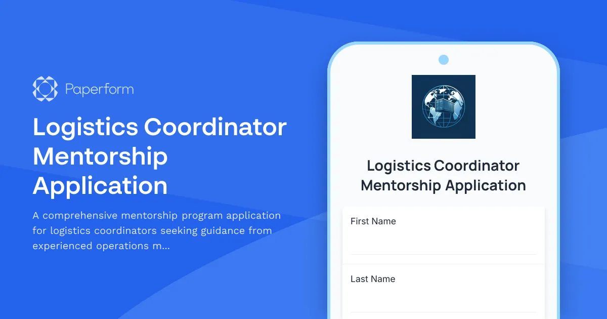 Logistics Coordinator Mentorship Application