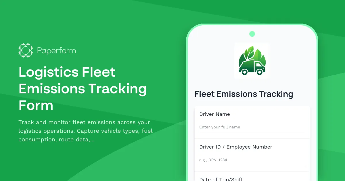 Logistics Fleet Emissions Tracking Form