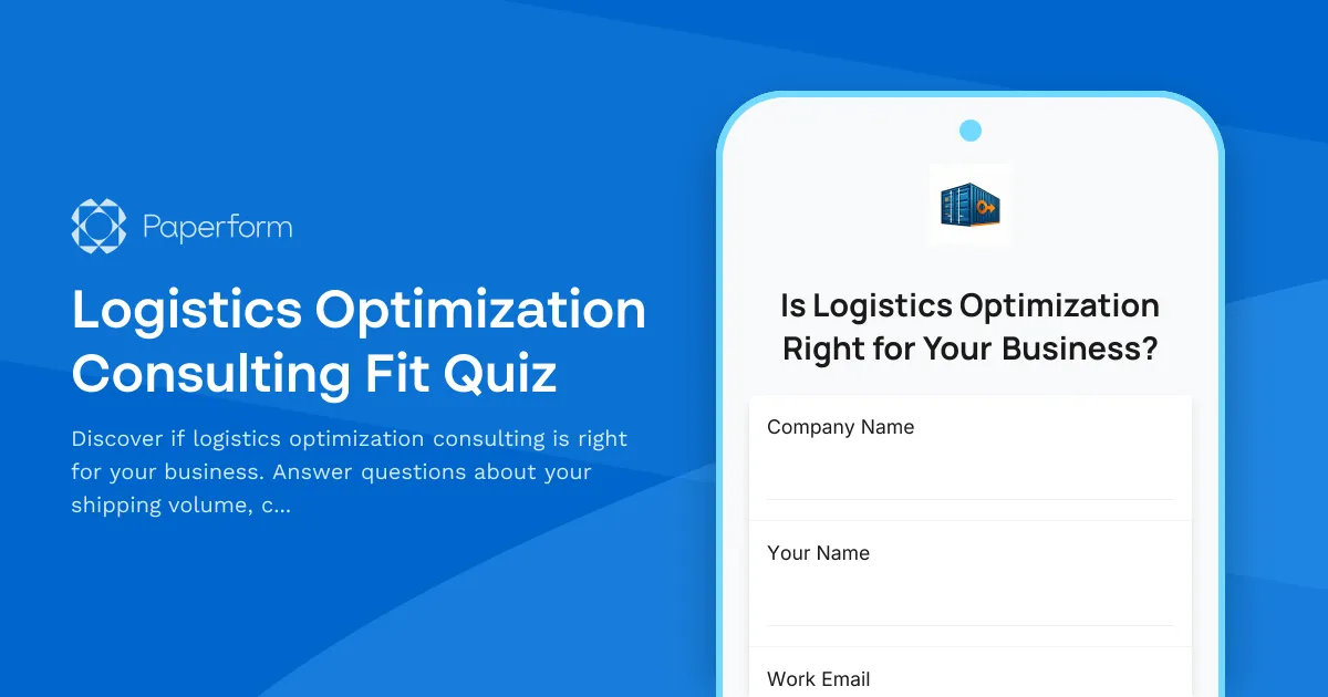 Logistics Optimization Consulting Fit Quiz