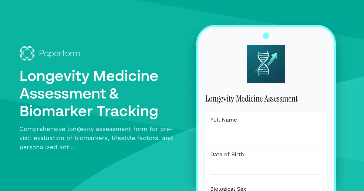 Longevity Medicine Assessment & Biomarker Tracking