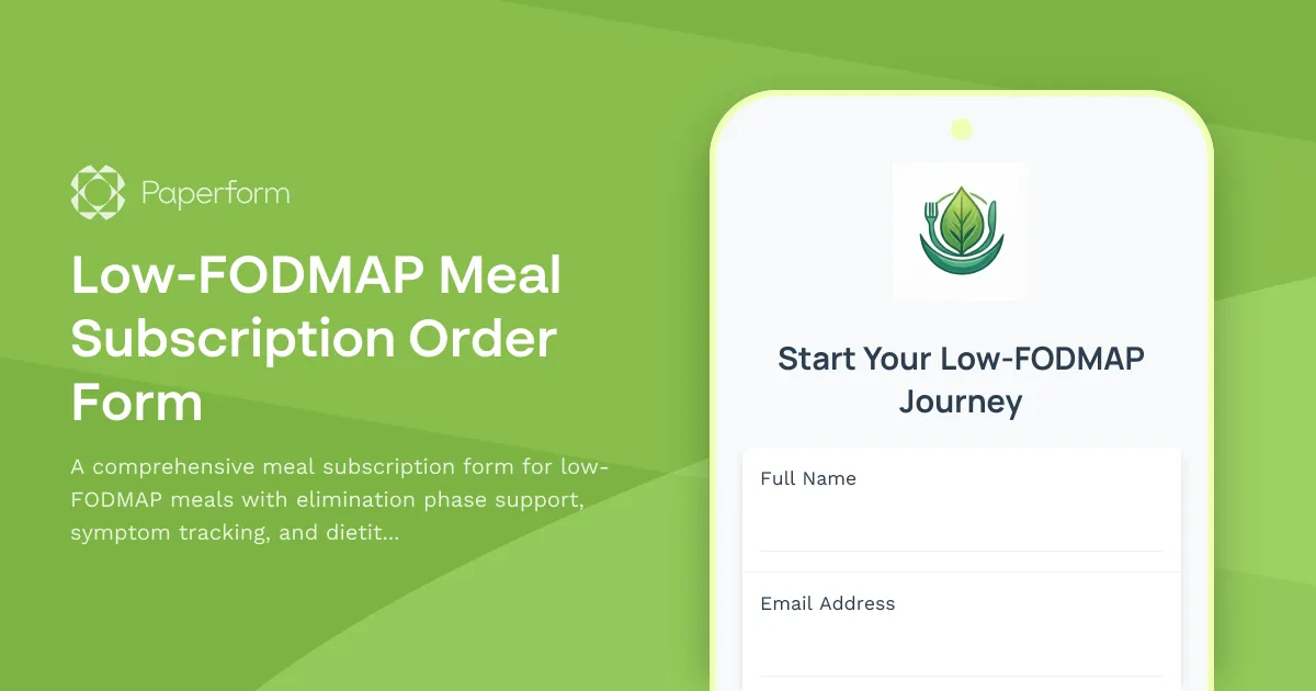 Low-FODMAP Meal Subscription Order Form