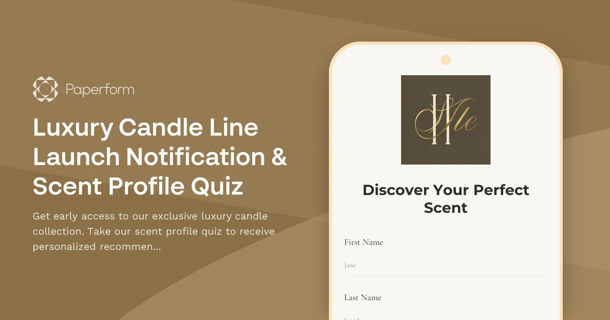 Luxury Candle Line Launch Notification & Scent Profile Quiz