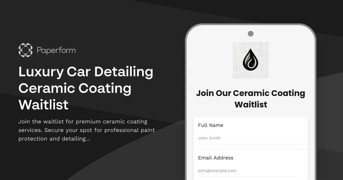 Luxury Car Detailing Ceramic Coating Waitlist