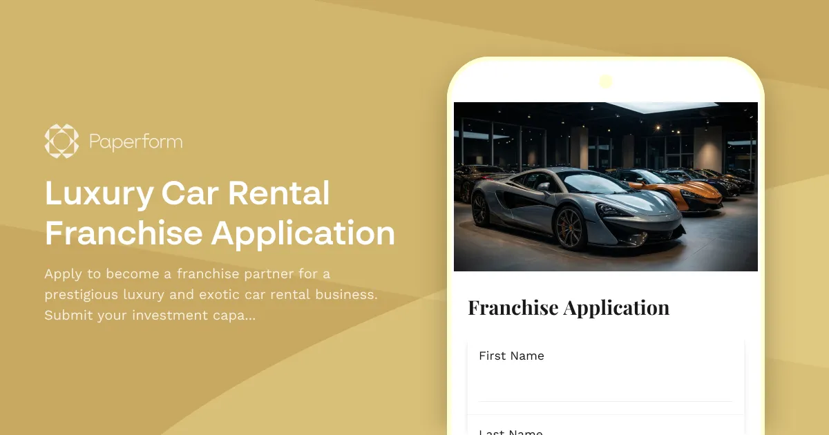 Luxury Car Rental Franchise Application