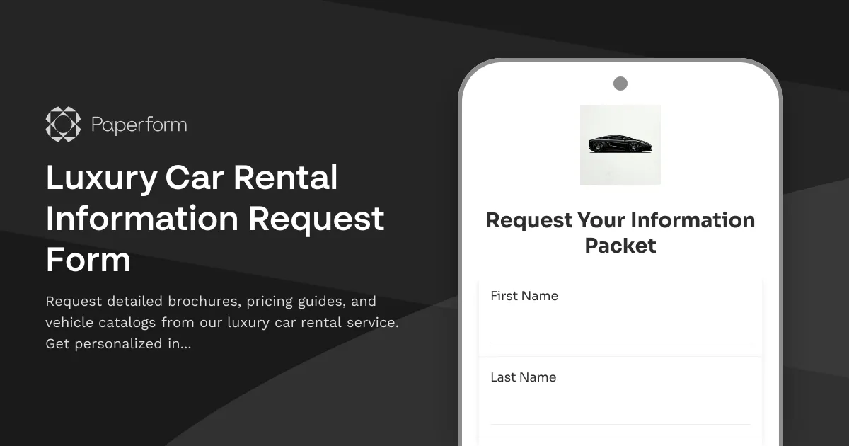 Luxury Car Rental Information Request Form