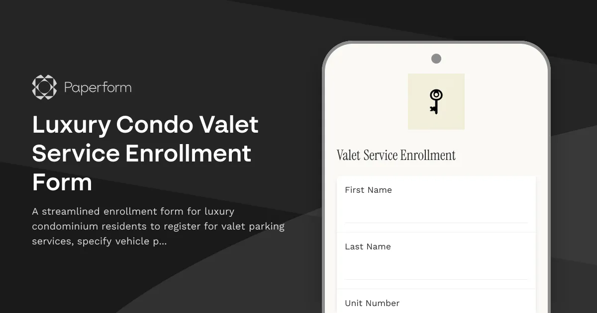 Luxury Condo Valet Service Enrollment Form