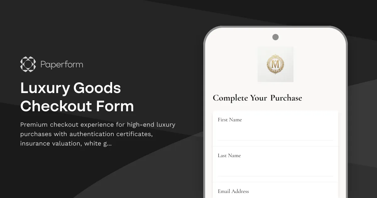 Luxury Goods Checkout Form