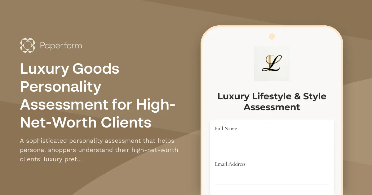 Luxury Goods Personality Assessment for High-Net-Worth Clients