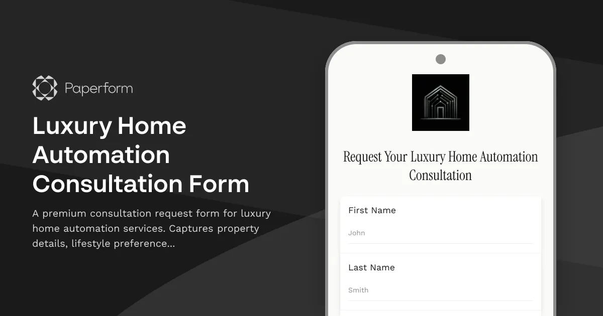 Luxury Home Automation Consultation Form