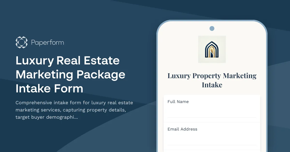 Luxury Real Estate Marketing Package Intake Form