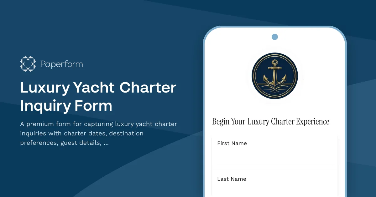 Luxury Yacht Charter Inquiry Form