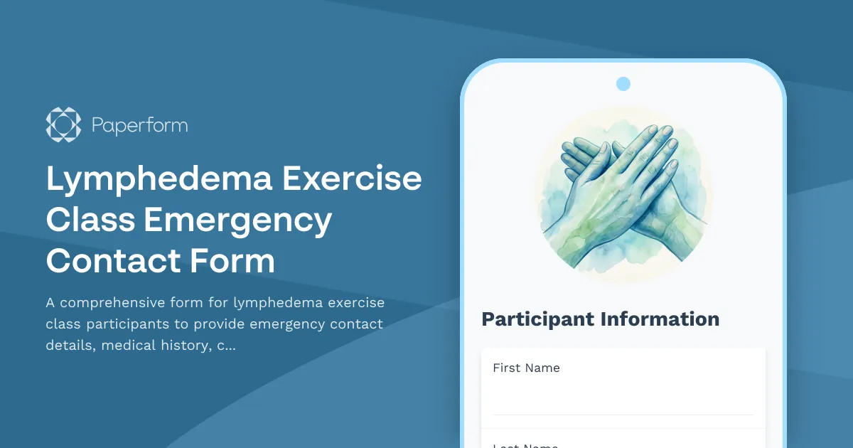 Lymphedema Exercise Class Emergency Contact Form
