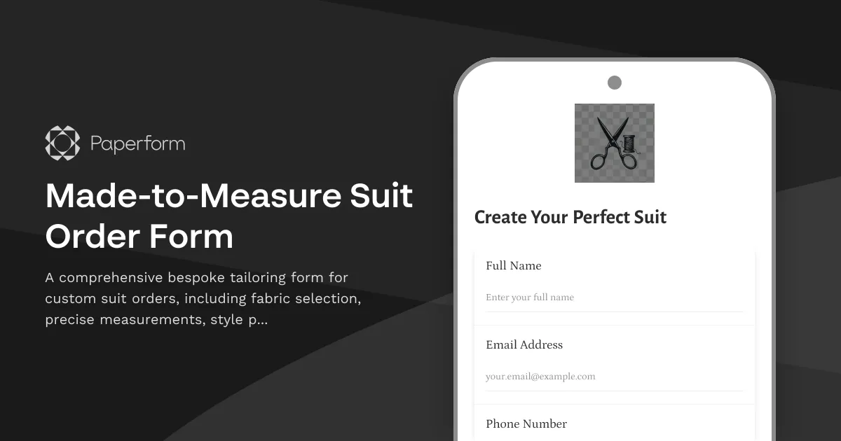 Made-to-Measure Suit Order Form