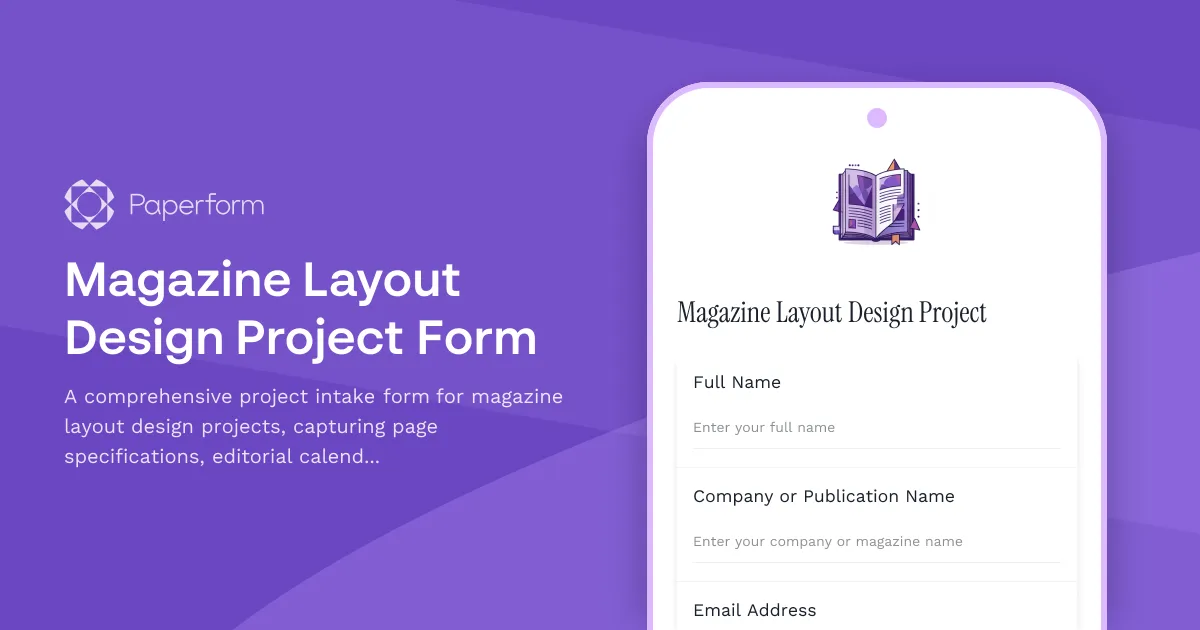 Magazine Layout Design Project Form